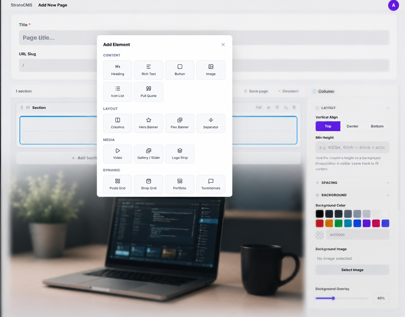 StratoCMS Dashboard