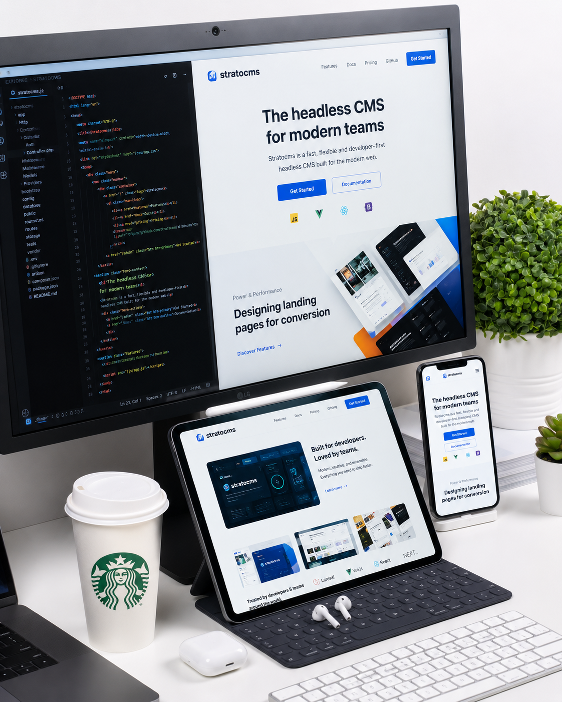 Developer working on a modern web project